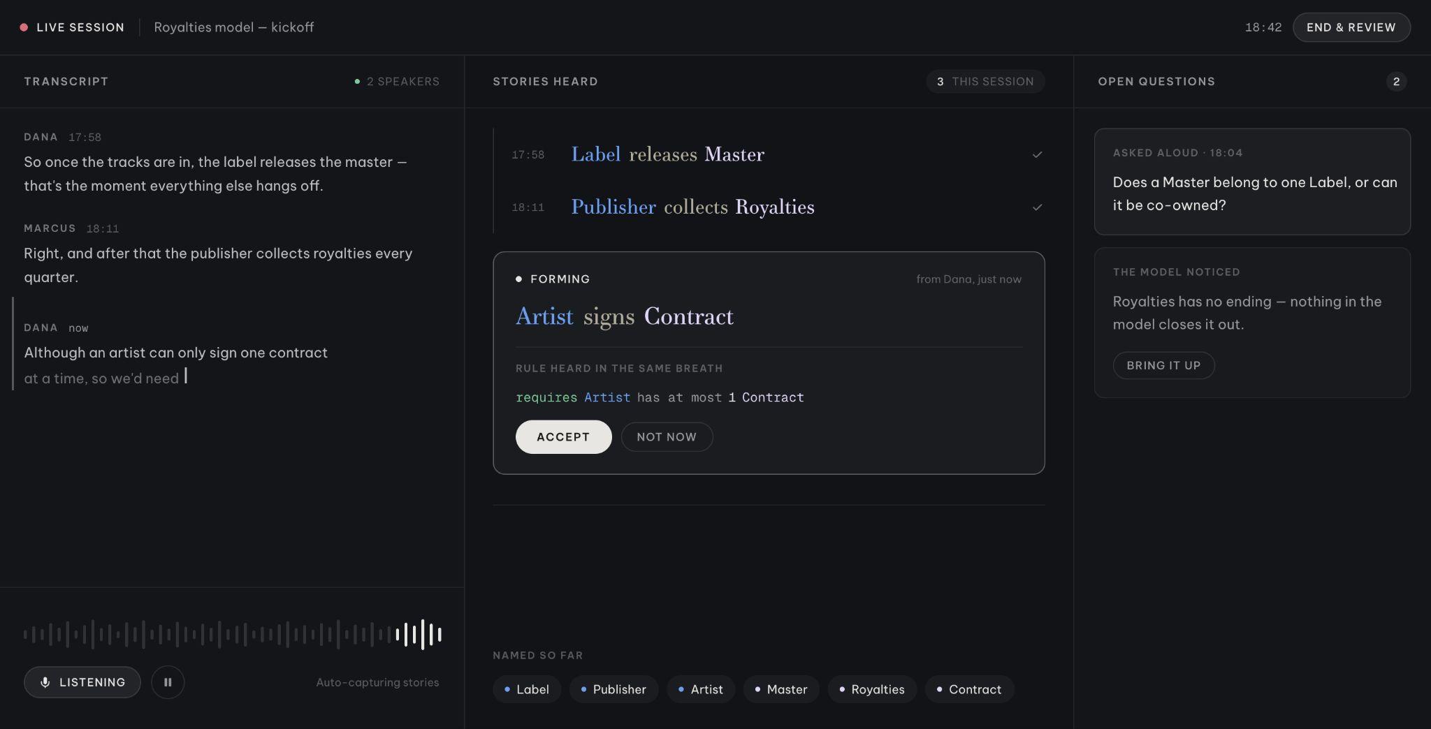 Live recording turns a conversation into business Stories