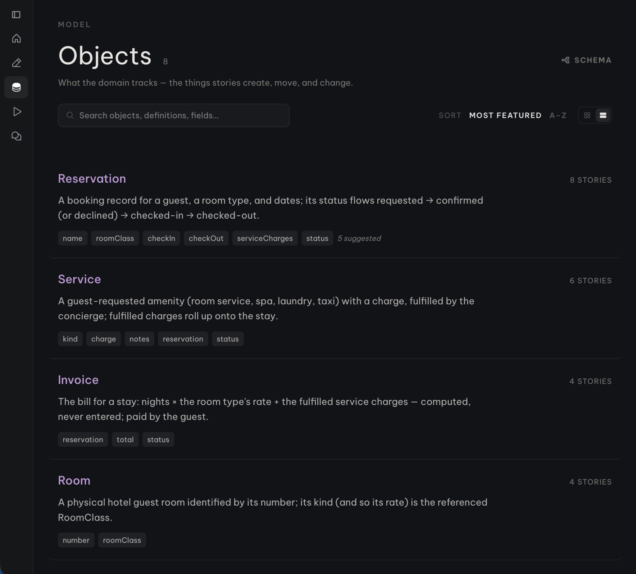 Objects and their properties in the Onto editor