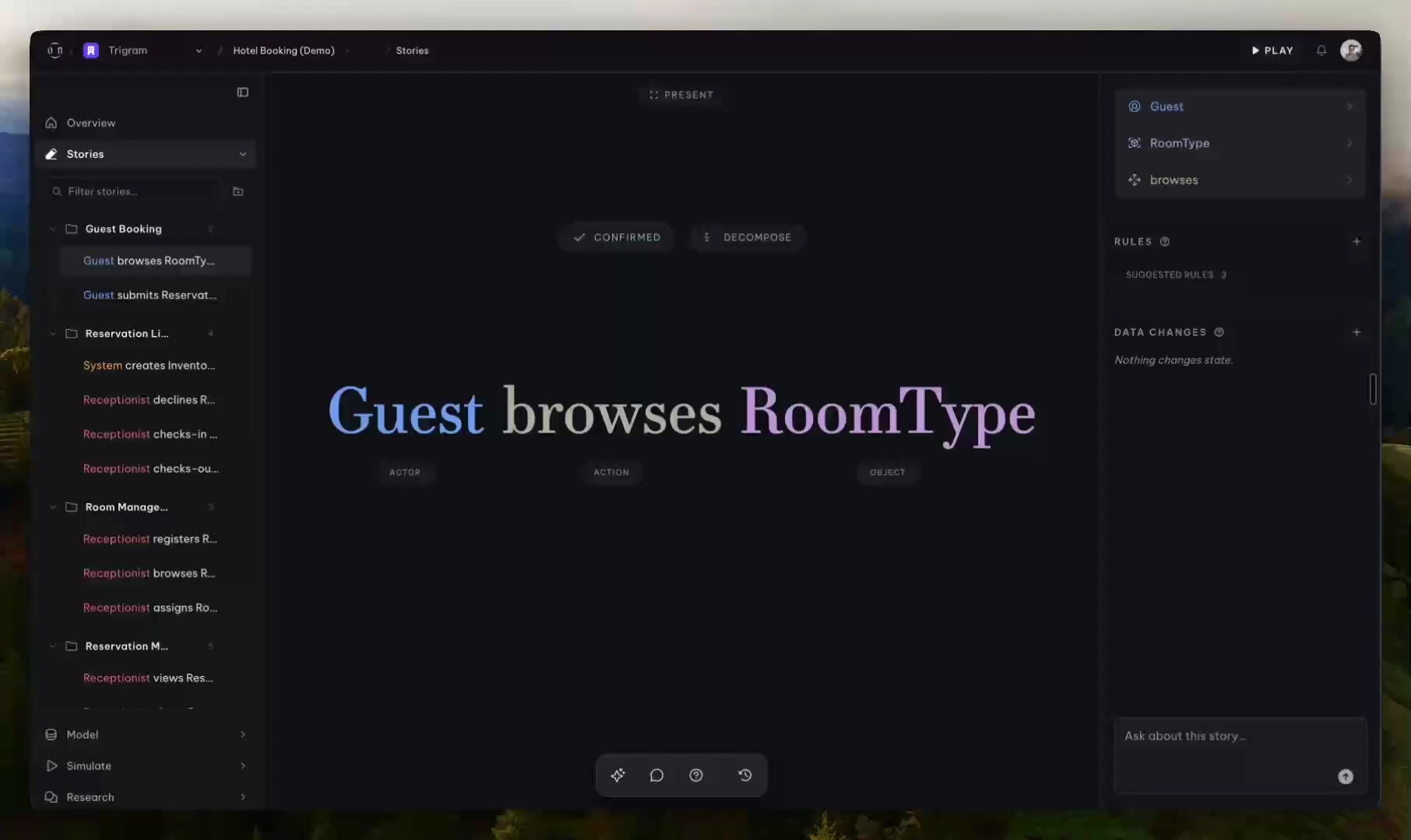 A running hotel booking application derived from Stories